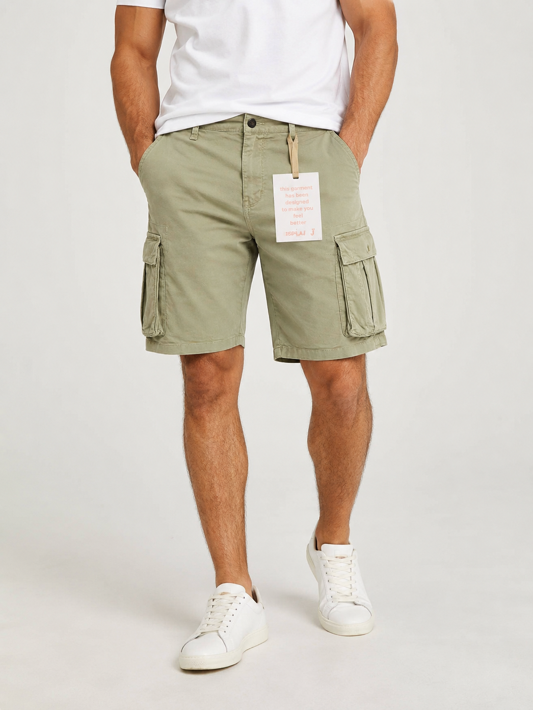 Bermuda cargo Displaj verde salvia tessuto strech