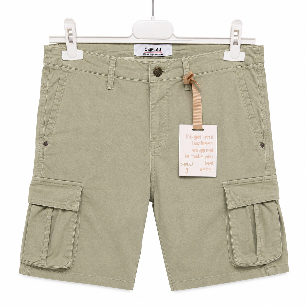 Bermuda cargo Displaj verde salvia tessuto strech