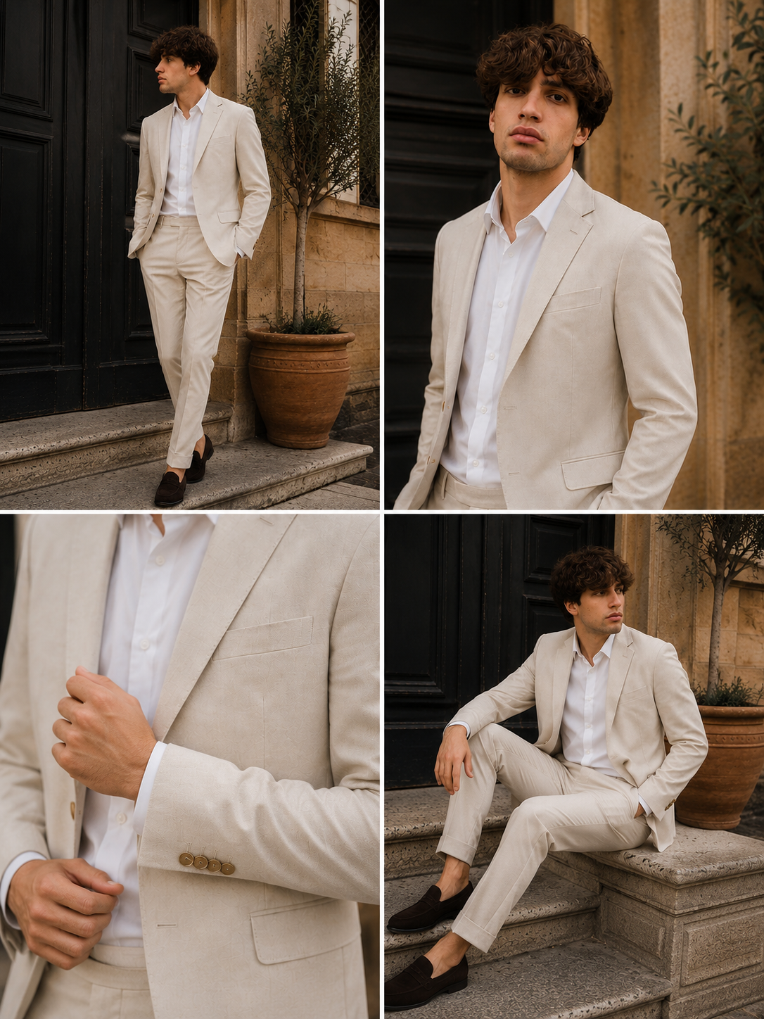 Completo Uomo Seinse Elegante Slim Fit – Blu Navy / Beige Sabbia