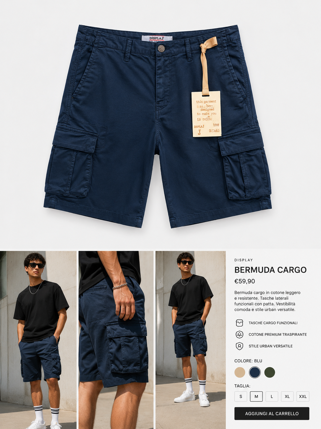 Bermuda Cargo Uomo Displaj – Shorts Utility Beige