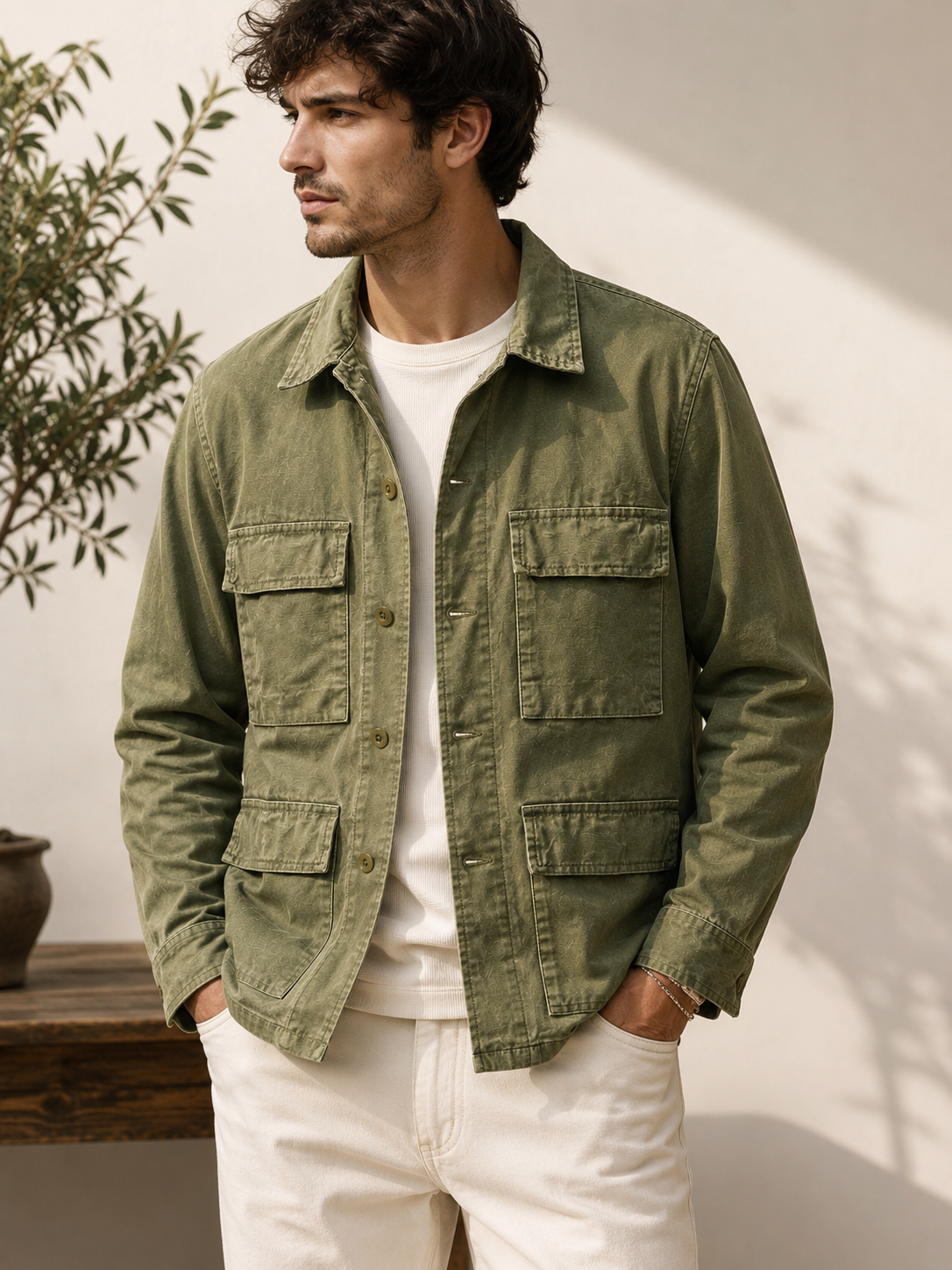 Field Jacket uomo in cotone lavato Landek Park