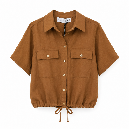 Camicia Donna in Lino Have One con Coulisse – Marrone