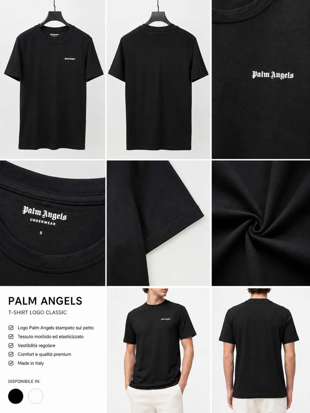 T-shirt Palm Angels  Uomo Logo| Bianca e Nera