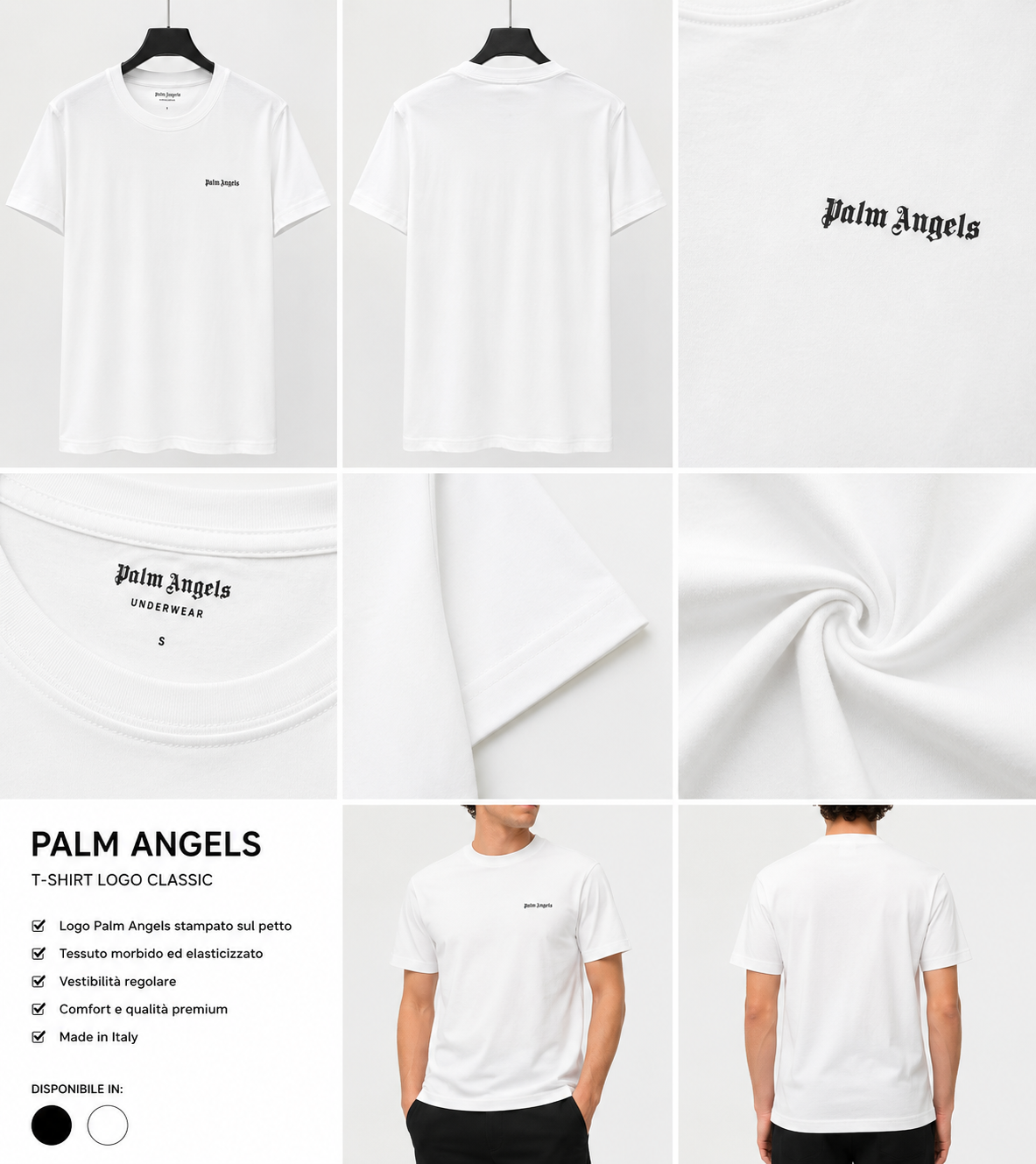 T-shirt Palm Angels  Uomo Logo| Bianca e Nera