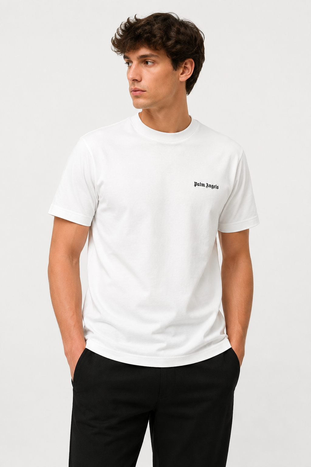 T-shirt Palm Angels  Uomo Logo| Bianca e Nera