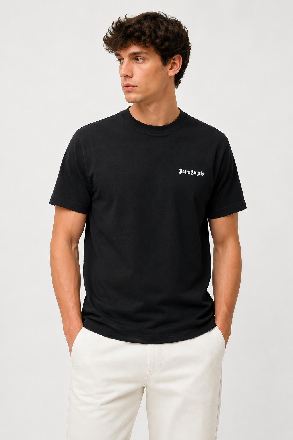 T-shirt Palm Angels  Uomo Logo| Bianca e Nera