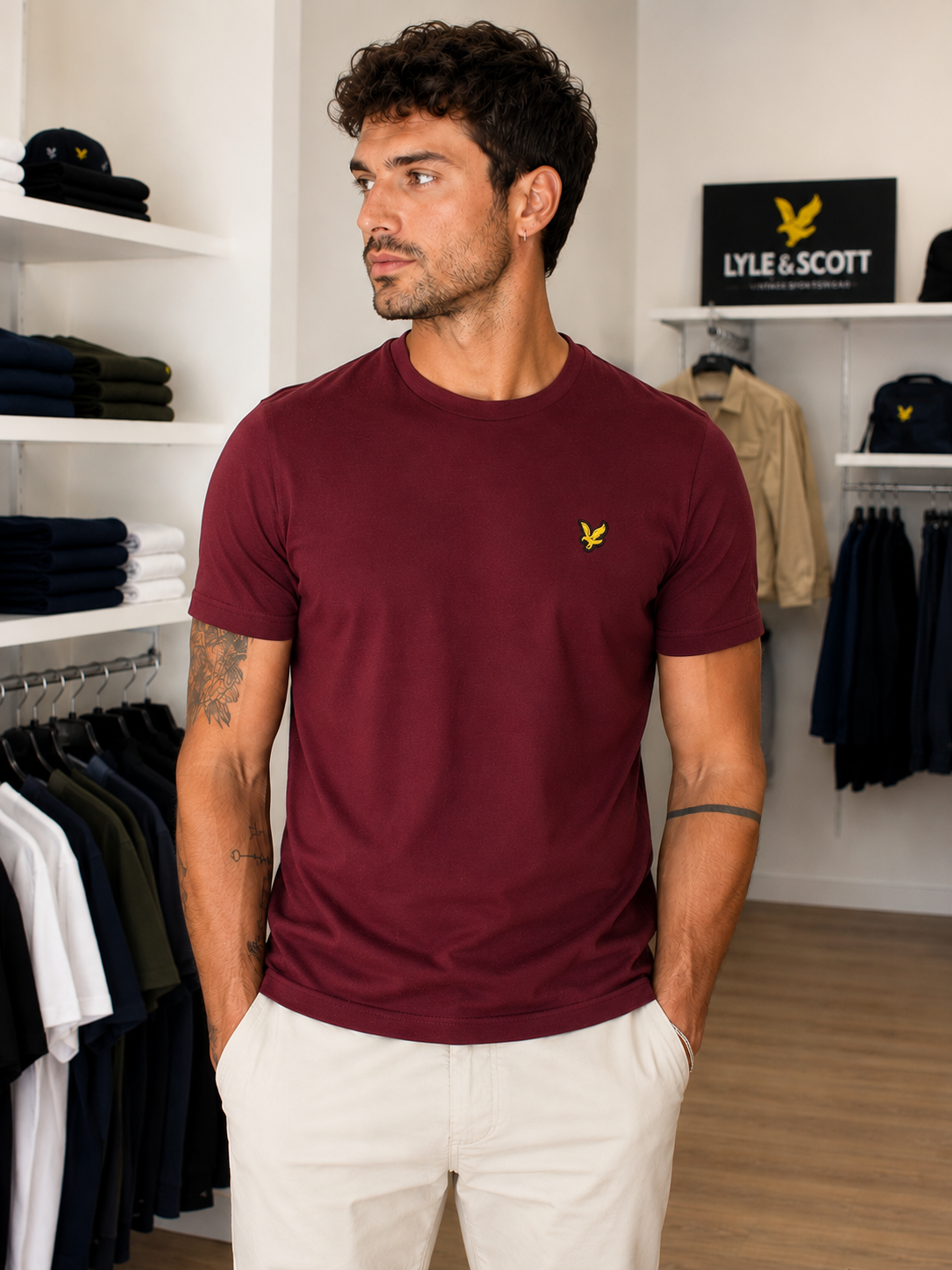 T-Shirt Uomo Lyle & Scott in Cotone – Bianco, Blu Navy, Nero e Bordeaux