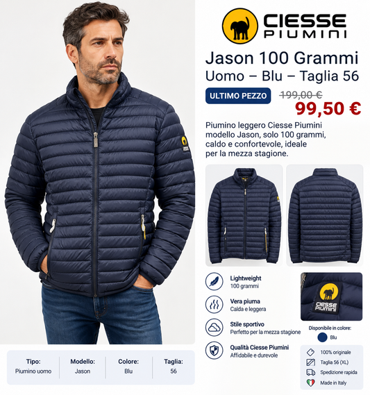 Ciesse Piumini Jason 100 Grammi Uomo Blu – Taglia 56 – Ultimo Pezzo -50%