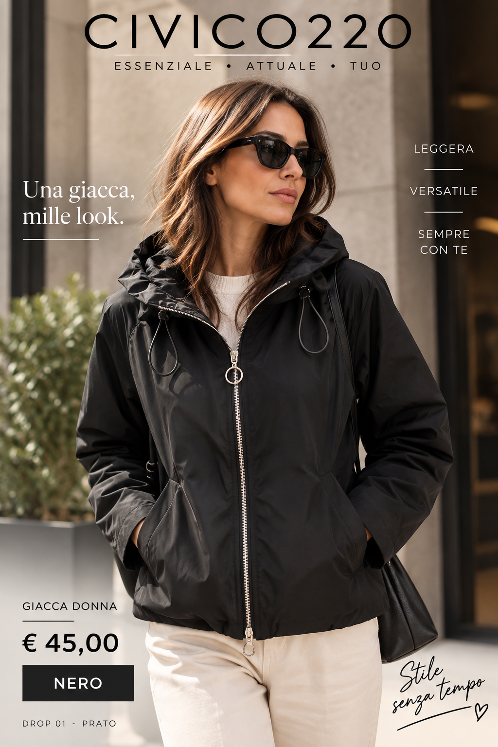 Giacca donna Civico220 nera – Drop 01