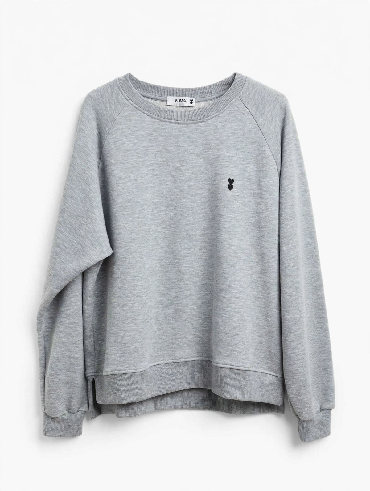 Felpa Donna PLEASE Cuori Ricamati - Girocollo Leggera
Grigio