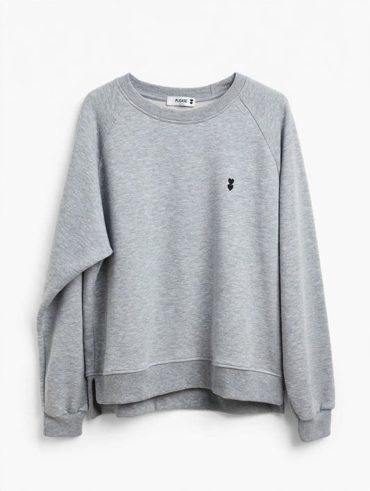 Felpa Donna PLEASE Cuori Ricamati - Girocollo Leggera
Grigio