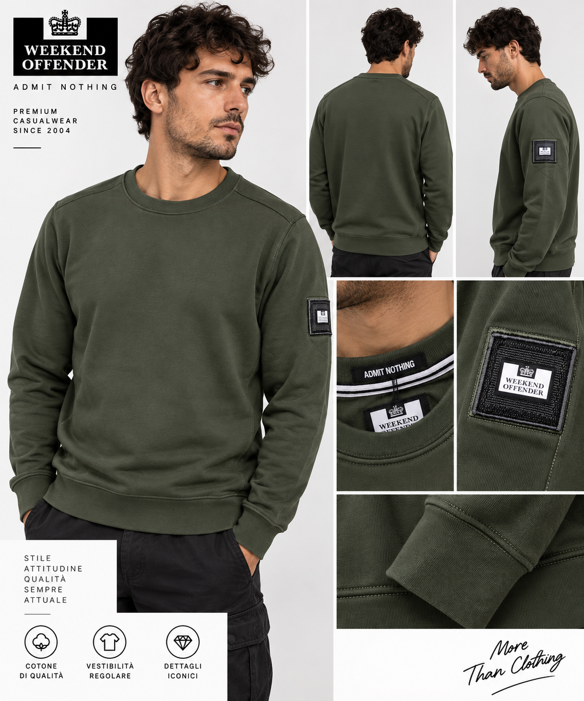 Felpa uomo girocollo Weekend offender verde scuro