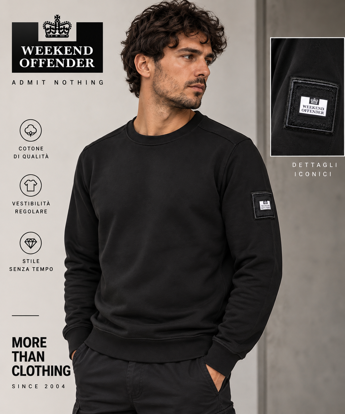 Felpa  girocollo uomo  nera Weekend offender 