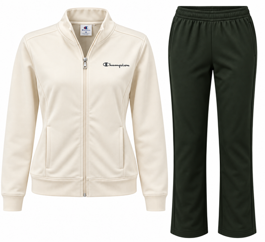 Tuta Champion Donna – Felpa Panna e Pantalone Verde Bosc