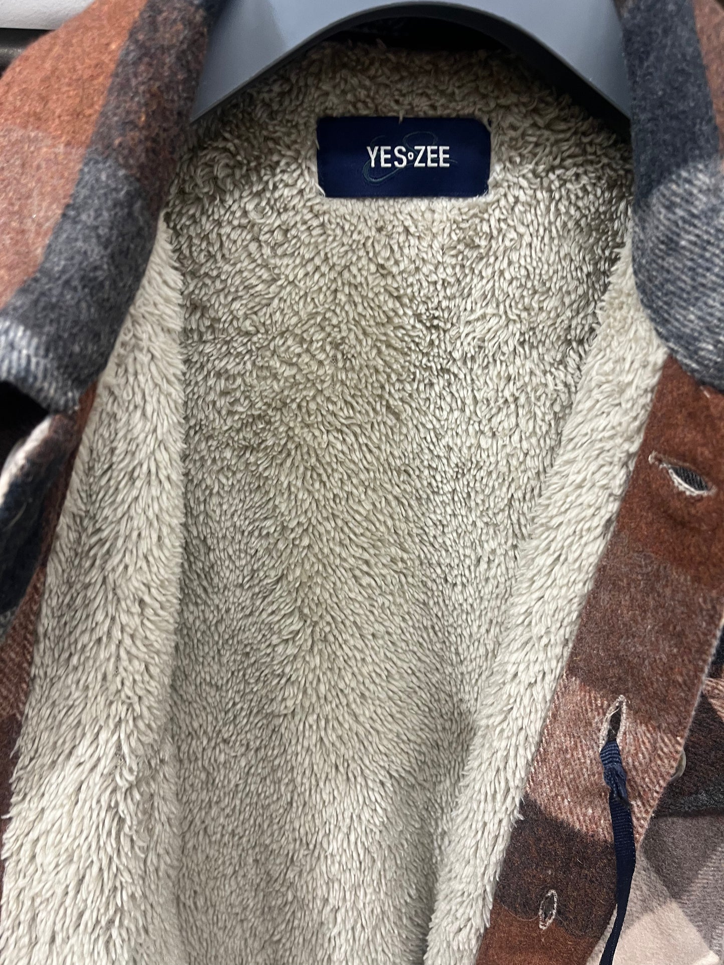 Giubbotto Uomo Yes Zee a Quadri Marrone, Grigio e Panna
