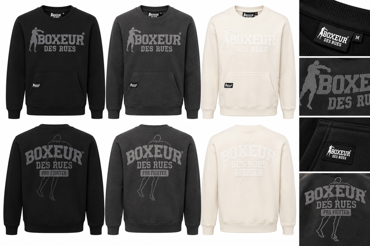 Felpa Uomo Boxeur Des Rues Girocollo – Logo e Grafica Pro Fighter